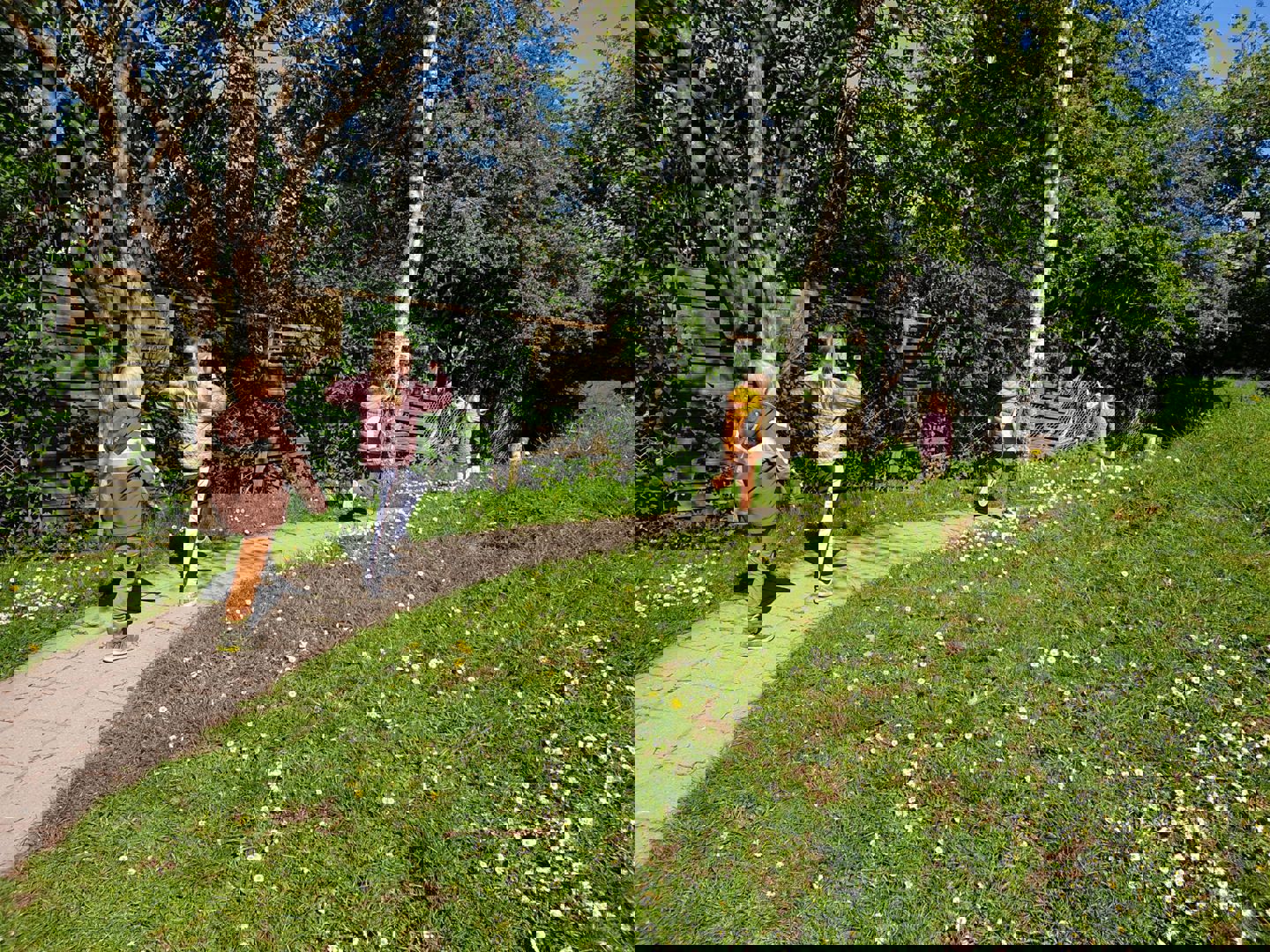 Hektor, Selina, Emilie og Leo leger "kongens efterfølgere" i haven