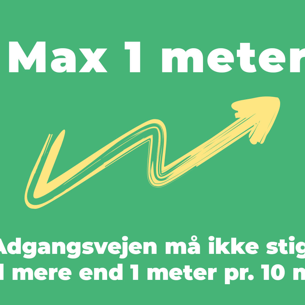 Adgangsvejen må ikke stige med mere end 1 meter pr. 10 meter.