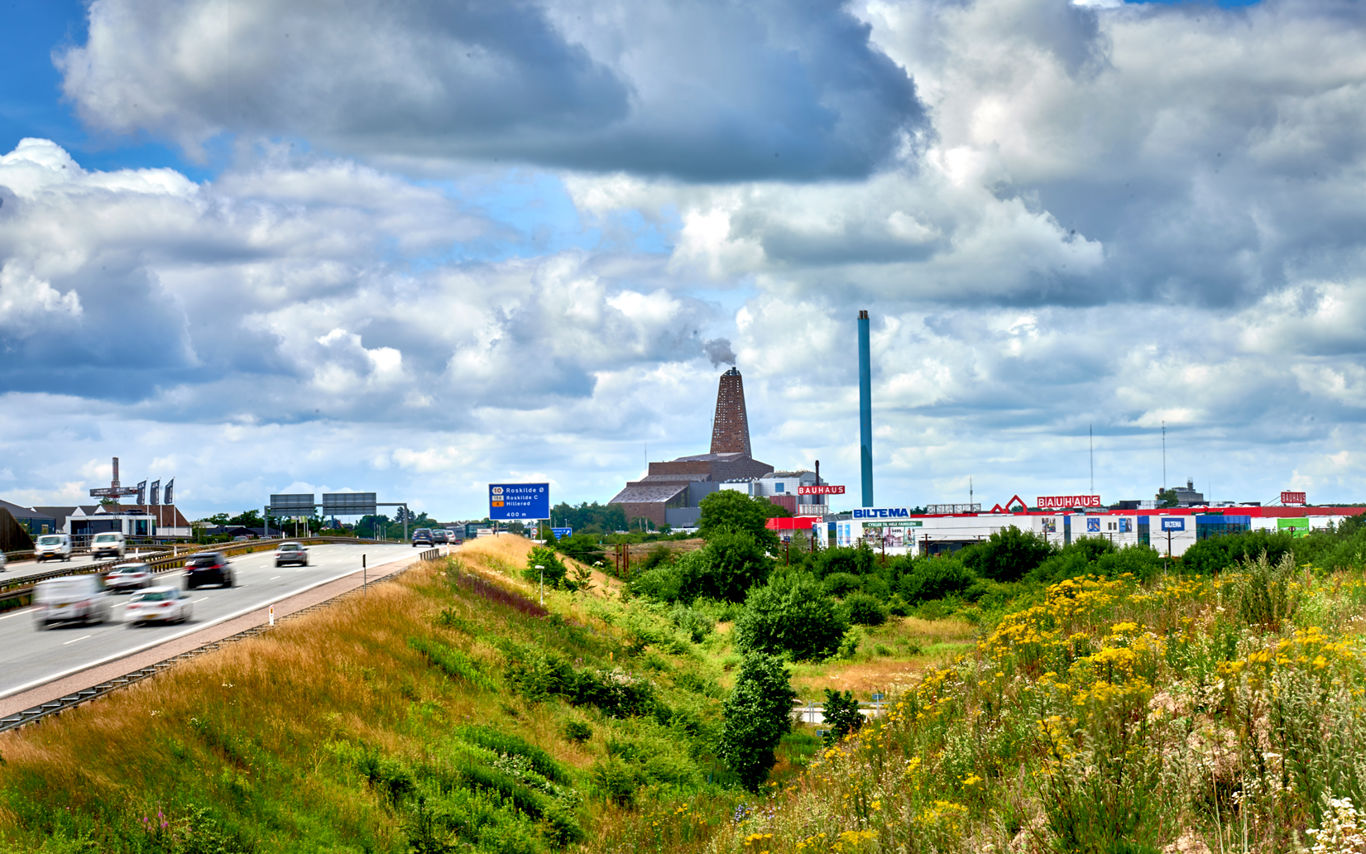 Roskilde set fra motorvejen