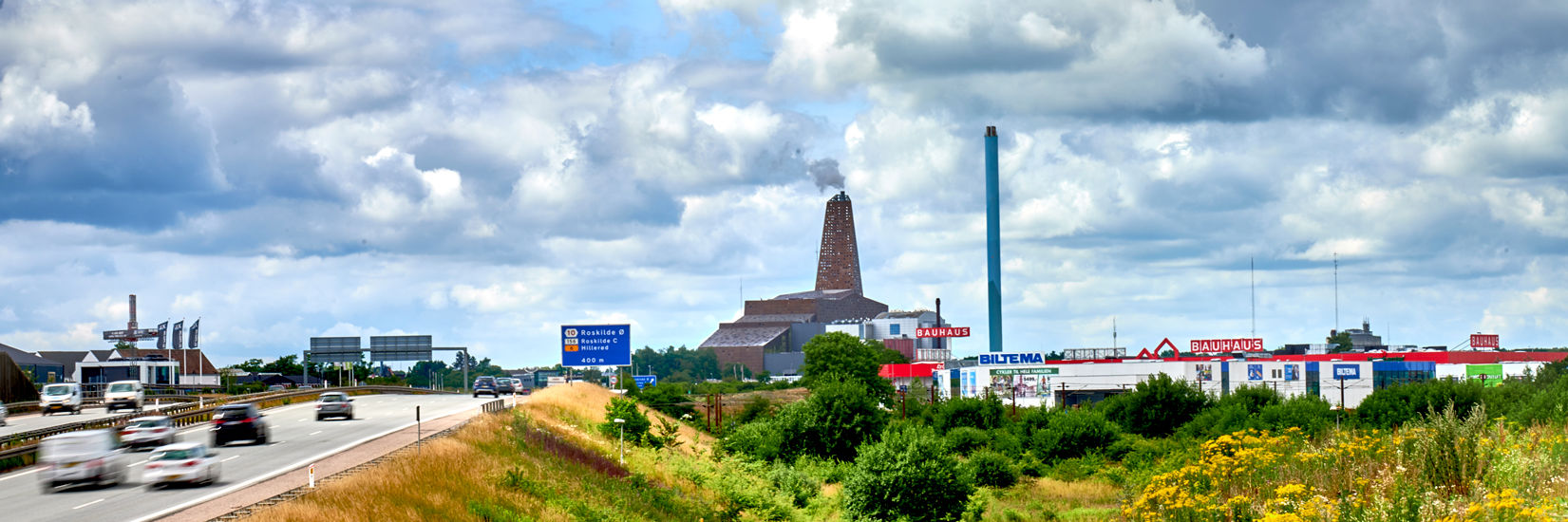 Roskilde set fra motorvejen