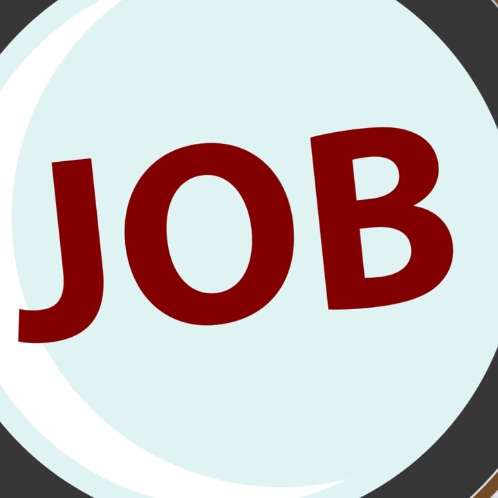 Tegning af papirer med lup. I luppen står der "Job".