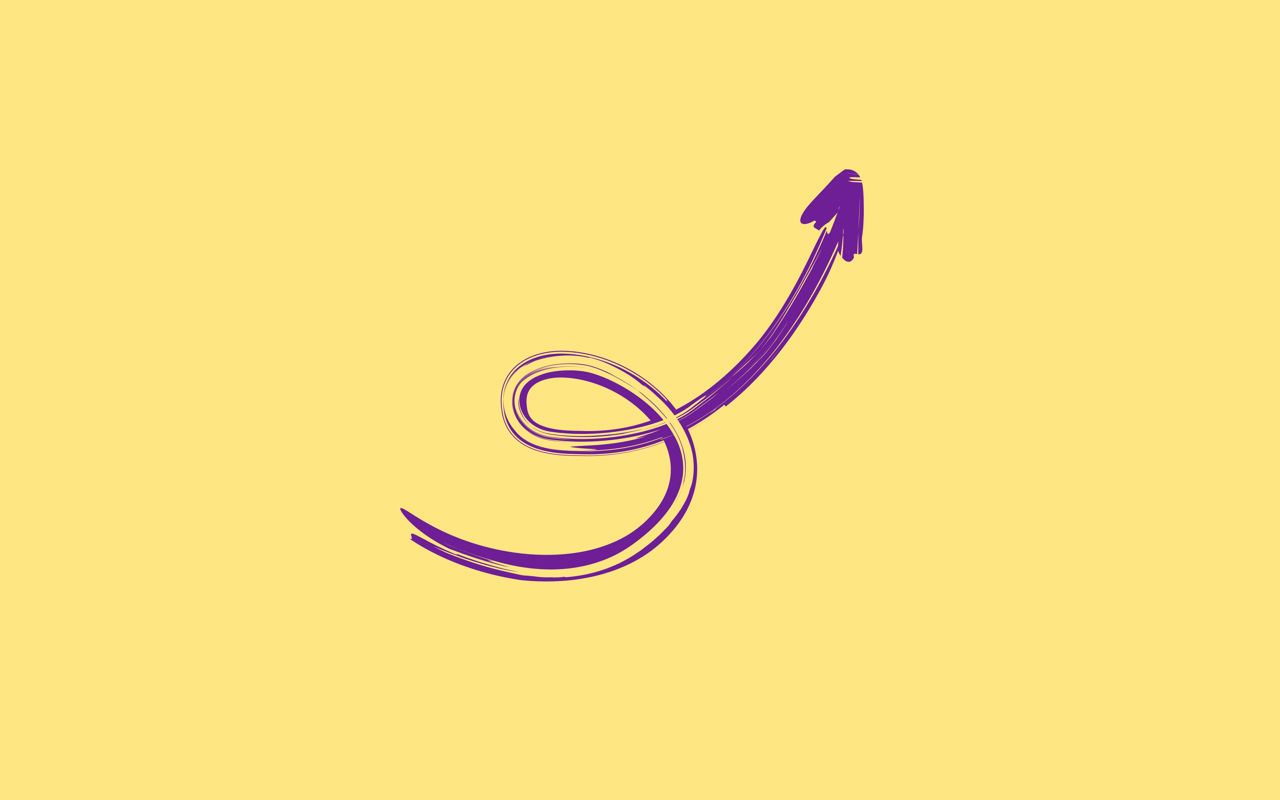 Lille pil på gul baggrund