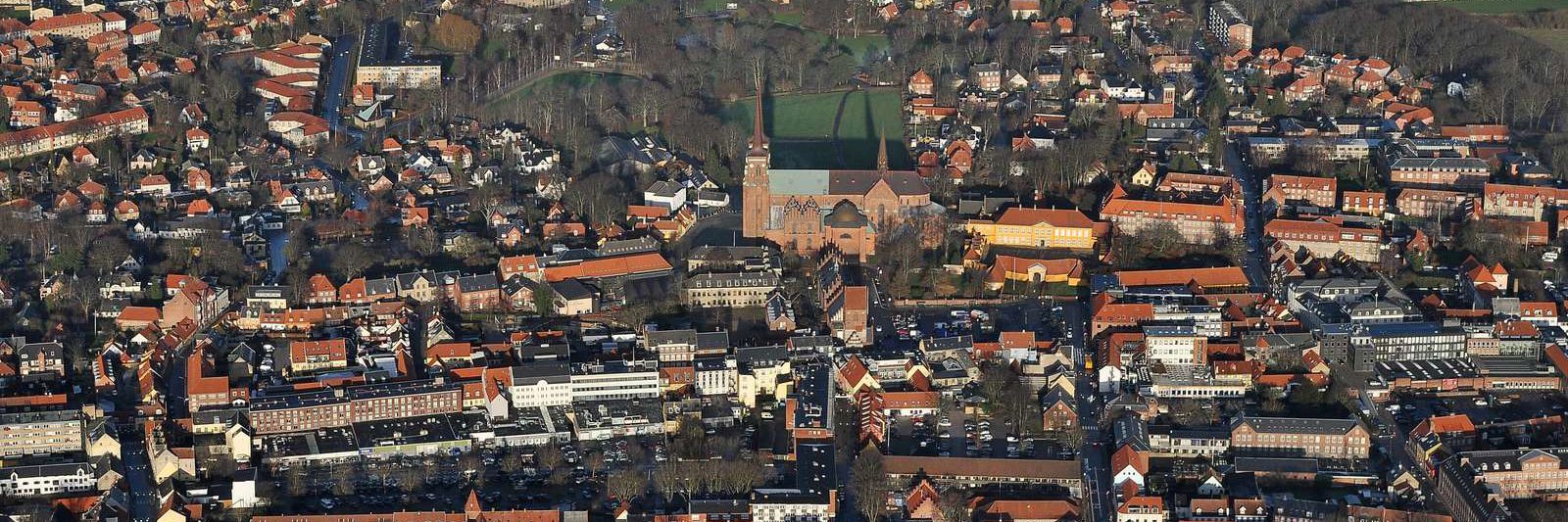 Overbliksbillede over Roskilde Bymidte